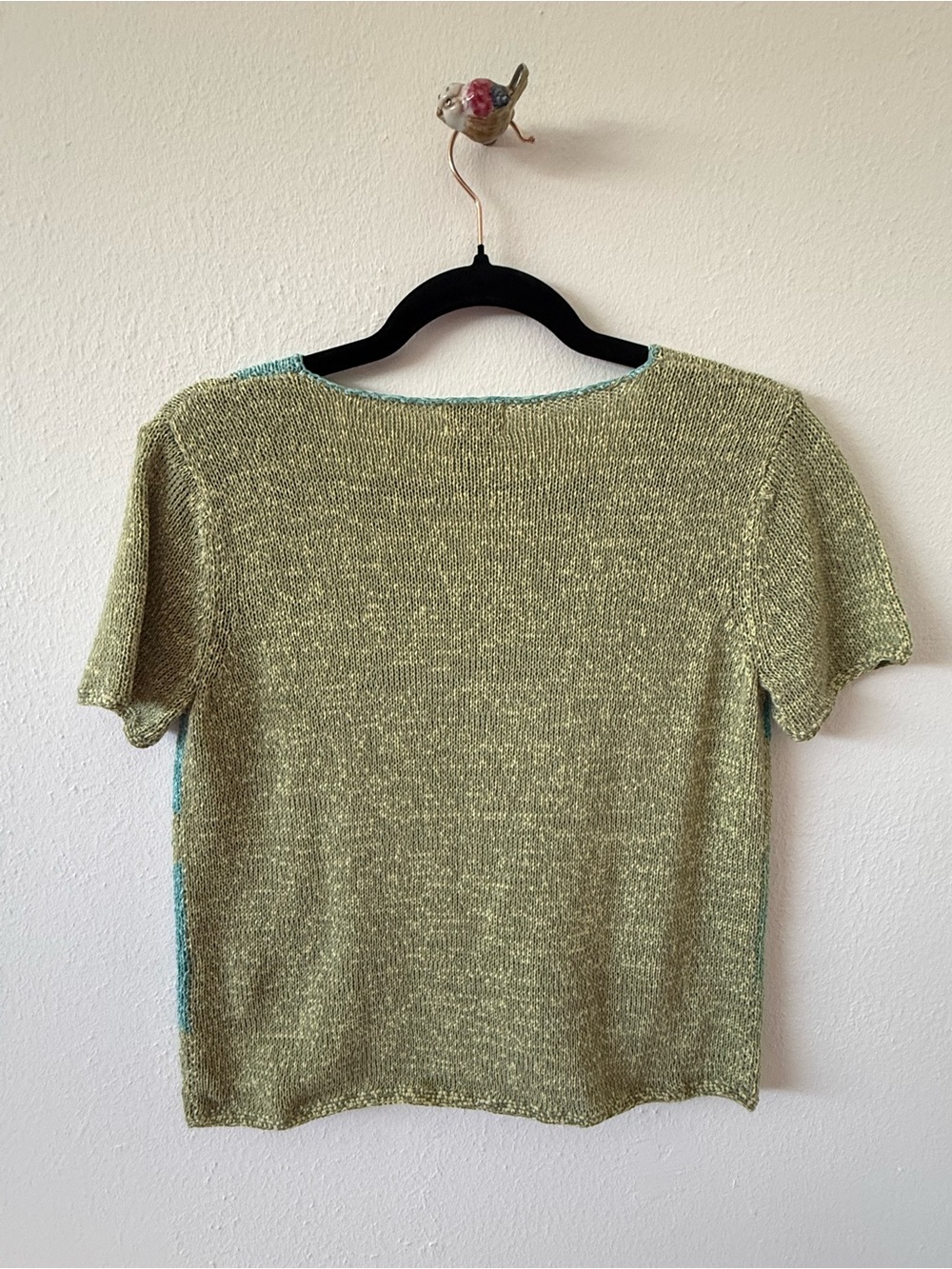 Sigrid Olsen Green & Teal Leaf-Pattern Short Sleeve Knit Top - Picture 8 of 13